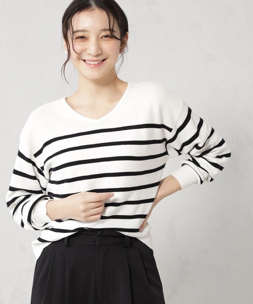 FOUND GOOD（ファウンドグッド）の「ナメラカニットVネックプルオーバー（ニット/セーター・レディース・ブラック/ピンク系2/ホワイト系5/グレー系/グリーン系2/ブラウン系・S/M/L）」の3枚目の写真