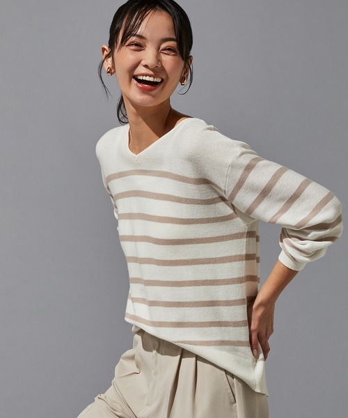 FOUND GOOD（ファウンドグッド）の「ナメラカニットVネックプルオーバー（ニット/セーター・レディース・ブラック/ピンク系2/ホワイト系5/グレー系/グリーン系2/ブラウン系・S/M/L）」の4枚目の写真