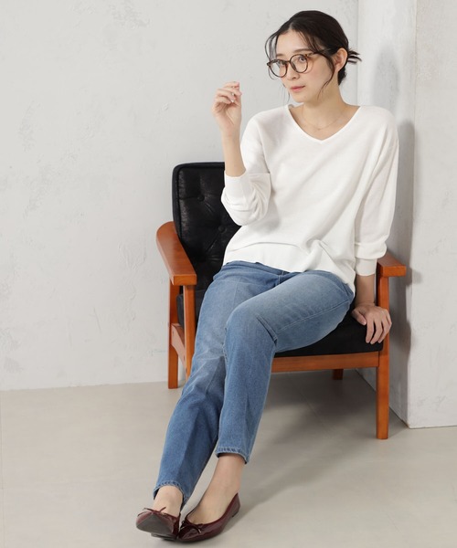 FOUND GOOD（ファウンドグッド）の「ナメラカニットVネックプルオーバー（ニット/セーター・レディース・ブラック/ピンク系2/ホワイト系5/グレー系/グリーン系2/ブラウン系・S/M/L）」の7枚目の写真