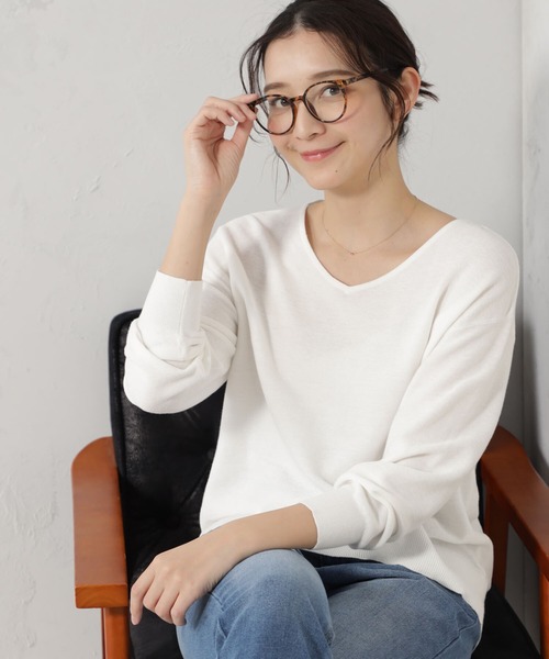 FOUND GOOD（ファウンドグッド）の「ナメラカニットVネックプルオーバー（ニット/セーター・レディース・ブラック/ピンク系2/ホワイト系5/グレー系/グリーン系2/ブラウン系・S/M/L）」の10枚目の写真