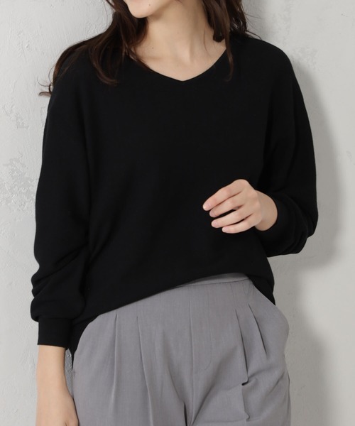 FOUND GOOD（ファウンドグッド）の「ナメラカニットVネックプルオーバー（ニット/セーター・レディース・ブラック/ピンク系2/ホワイト系5/グレー系/グリーン系2/ブラウン系・S/M/L）」の12枚目の写真