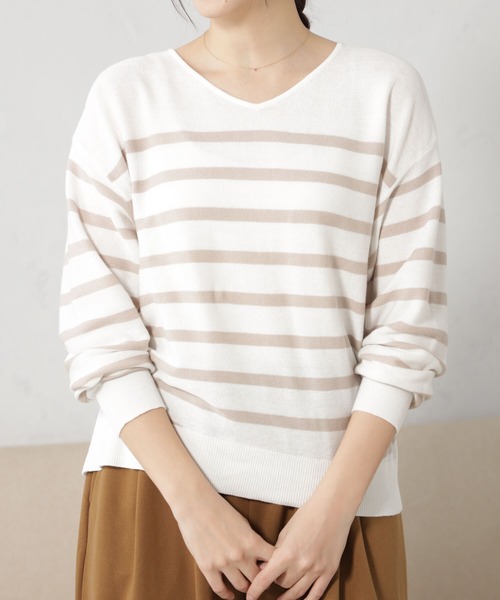 FOUND GOOD（ファウンドグッド）の「ナメラカニットVネックプルオーバー（ニット/セーター・レディース・ブラック/ピンク系2/ホワイト系5/グレー系/グリーン系2/ブラウン系・S/M/L）」の22枚目の写真