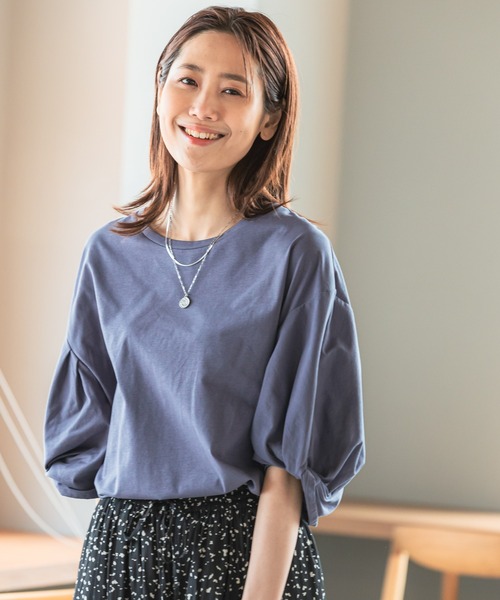 美品☆ドレステリア 総針コットンプルオーバー カットソー 長袖 ダークグレー M セール】快適袖ねじりプルオーバー/987164(Tシャツ/カットソー
