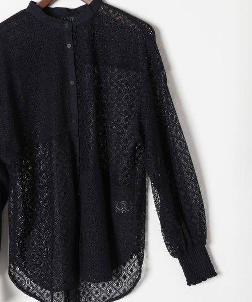 niko and...（ニコアンド）の「[MODE NORM CORE]スタンドレースパッチワークシャツ（シャツ/ブラウス・レディース・スモーク/オフホワイト・MEDIUM/LARGE）」の12枚目の写真