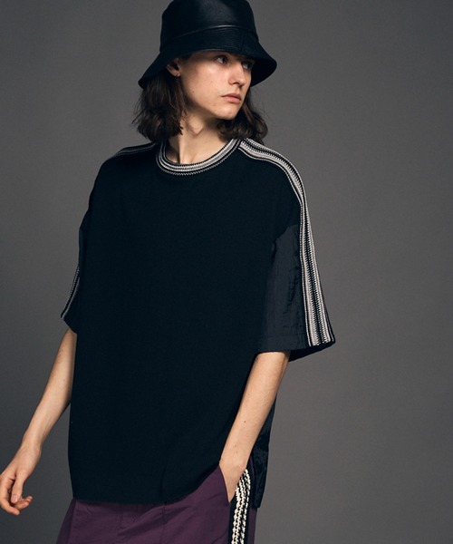 新品タグ付　メゾンスペシャル 異素材切替クロシェラインプライムオーバーTシャツ MAISON SPECIAL（メゾンスペシャル）の「《UNISEX》Different Material