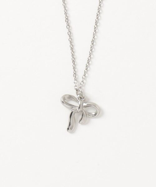 Chikashitsu +(チカシツプラス)の「ストリートファッション Chikashitsu + チカシツプラス ribbon necklace リボンネックレス シルバーアクセサリー シルバーネックレス ワンポイント 韓国ファッション 韓国ストリート Y2K(ネックレス・レディース・シルバー/シルバー系その他・ONE SIZE)」の7枚目の写真