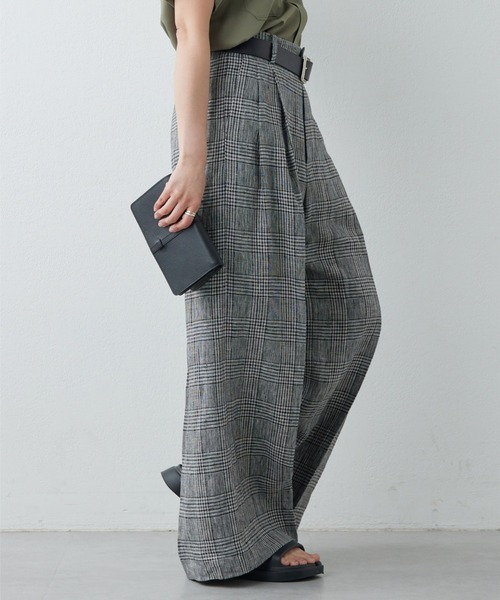 GALLARDAGALANTE（ガリャルダガランテ）の「【HERITANOVUM】リネンチェックスラックスパンツ（スラックス・レディース・グレー・1/0）」の6枚目の写真