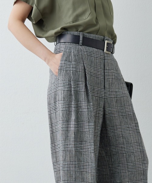 GALLARDAGALANTE（ガリャルダガランテ）の「【HERITANOVUM】リネンチェックスラックスパンツ（スラックス・レディース・グレー・1/0）」の9枚目の写真