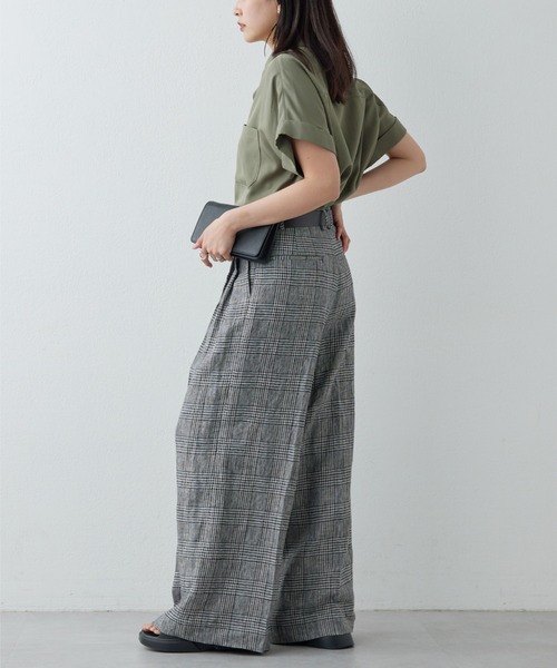 GALLARDAGALANTE（ガリャルダガランテ）の「【HERITANOVUM】リネンチェックスラックスパンツ（スラックス・レディース・グレー・1/0）」の3枚目の写真