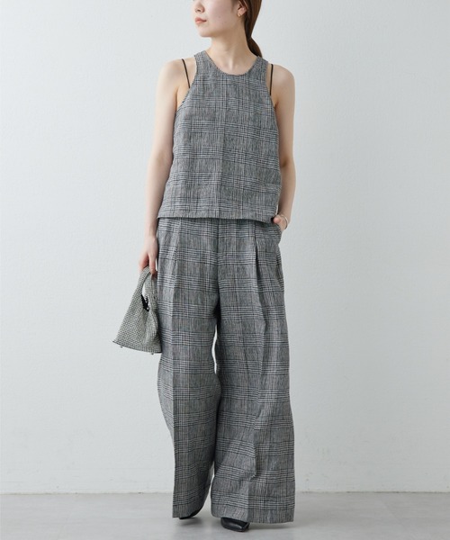 GALLARDAGALANTE（ガリャルダガランテ）の「【HERITANOVUM】リネンチェックスラックスパンツ（スラックス・レディース・グレー・1/0）」の10枚目の写真