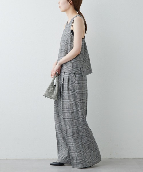 GALLARDAGALANTE（ガリャルダガランテ）の「【HERITANOVUM】リネンチェックスラックスパンツ（スラックス・レディース・グレー・1/0）」の13枚目の写真