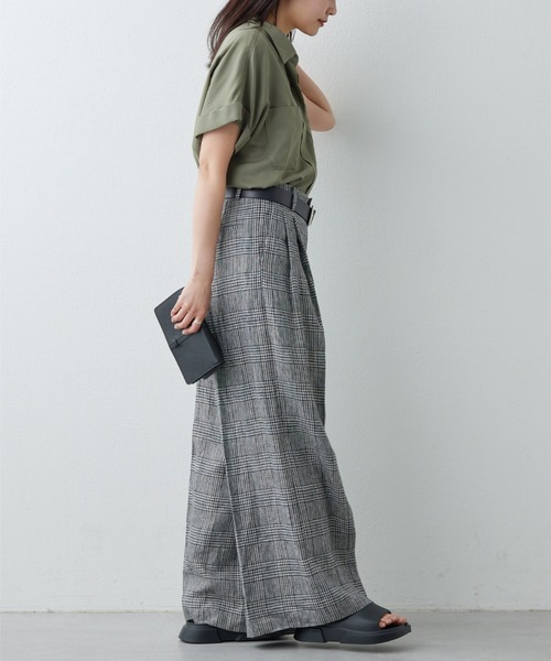 GALLARDAGALANTE（ガリャルダガランテ）の「【HERITANOVUM】リネンチェックスラックスパンツ（スラックス・レディース・グレー・1/0）」の4枚目の写真