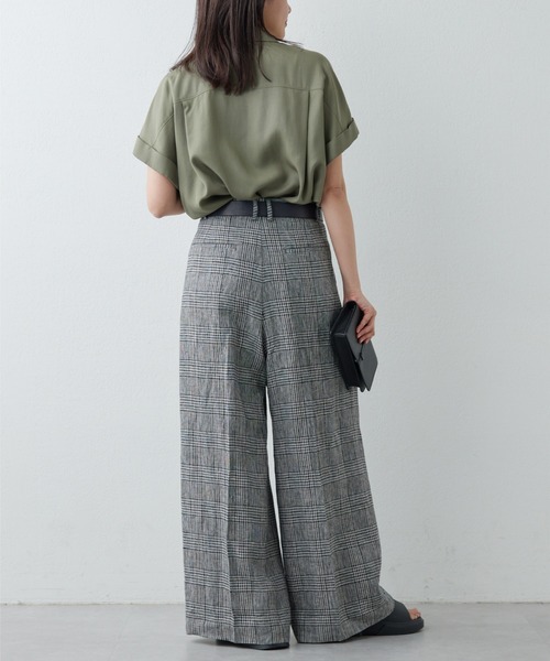 GALLARDAGALANTE（ガリャルダガランテ）の「【HERITANOVUM】リネンチェックスラックスパンツ（スラックス・レディース・グレー・1/0）」の5枚目の写真