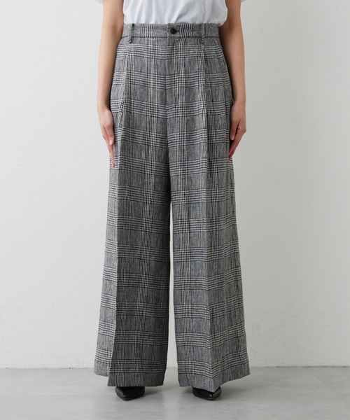 GALLARDAGALANTE（ガリャルダガランテ）の「【HERITANOVUM】リネンチェックスラックスパンツ（スラックス・レディース・グレー・1/0）」の14枚目の写真