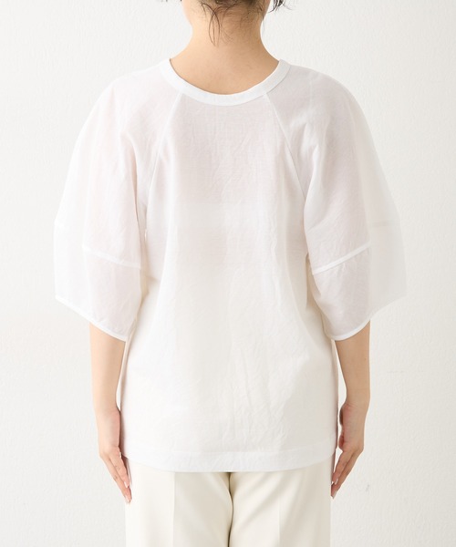 THE PAUSE(ザ ポーズ)の「【THE PAUSE】シアーパフスリーブプルオーバー(Tシャツ/カットソー・レディース・ブラック/ホワイト・FREE)」の5枚目の写真