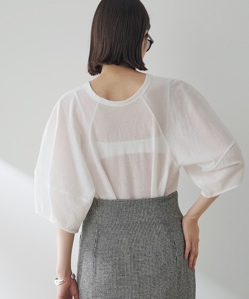 THE PAUSE(ザ ポーズ)の「【THE PAUSE】シアーパフスリーブプルオーバー(Tシャツ/カットソー・レディース・ブラック/ホワイト・FREE)」の9枚目の写真