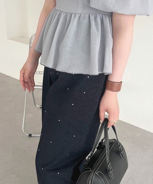 apres jour(アプレジュール)の「ハイウエストラインストーンデニムパンツ【ZOZOTOWN限定アイテム】(デニムパンツ・レディース・ライトブルー/ダークインディゴブルー・SMALL/X-LARGE/MEDIUM)」の13枚目の写真