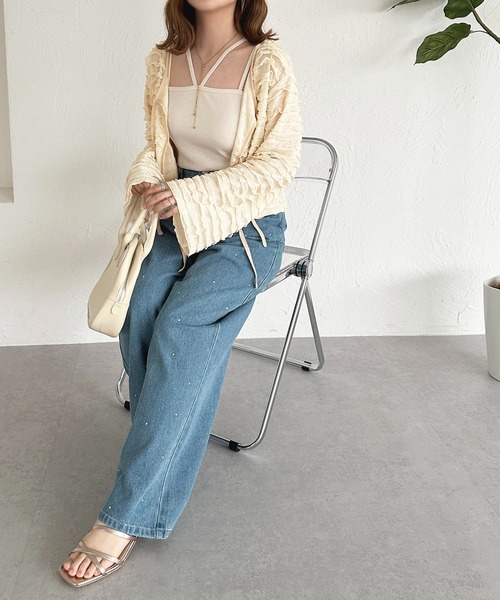 apres jour(アプレジュール)の「ハイウエストラインストーンデニムパンツ【ZOZOTOWN限定アイテム】(デニムパンツ・レディース・ライトブルー/ダークインディゴブルー・SMALL/X-LARGE/MEDIUM)」の15枚目の写真
