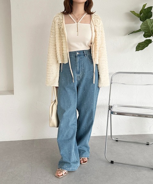 apres jour(アプレジュール)の「ハイウエストラインストーンデニムパンツ【ZOZOTOWN限定アイテム】(デニムパンツ・レディース・ライトブルー/ダークインディゴブルー・SMALL/X-LARGE/MEDIUM)」の16枚目の写真