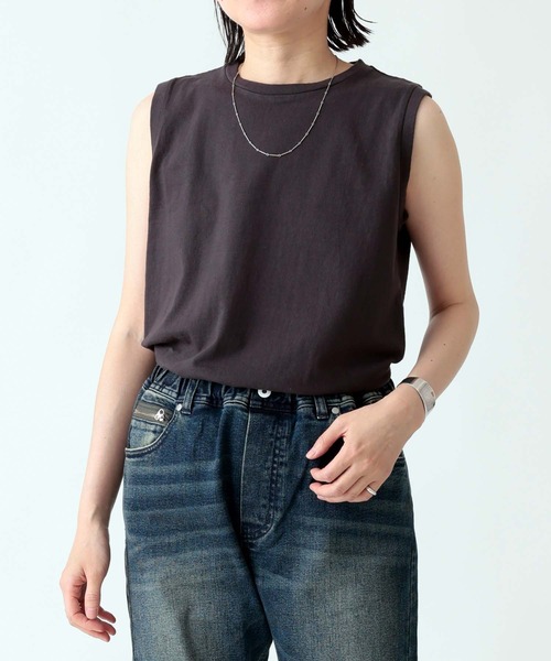 ARCH & LINE(アーチアンドライン)の「《環境配慮素材》G/D COTTON TANK TOP USAコットン(タンクトップ・レディース・チャコールグレー/オリーブ/ラベンダー/ホワイト・3/1/2)」の17枚目の写真