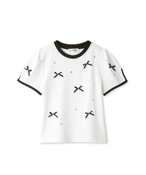 LILY BROWN（リリーブラウン）の「[L.B CANDY STOCK]ビジューリボンＴシャツ（Tシャツ/カットソー・レディース・ホワイト/ライトブルー/ブラック・FREE）」の12枚目の写真