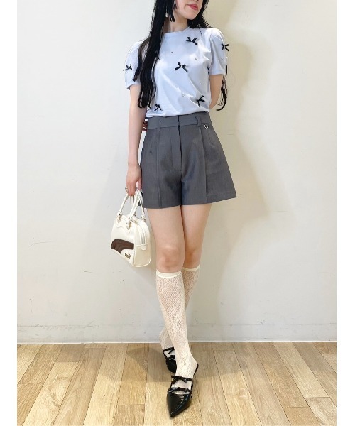 LILY BROWN（リリーブラウン）の「[L.B CANDY STOCK]ビジューリボンＴシャツ（Tシャツ/カットソー・レディース・ホワイト/ライトブルー/ブラック・FREE）」の8枚目の写真