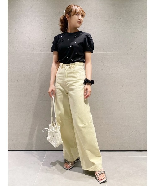 LILY BROWN（リリーブラウン）の「[L.B CANDY STOCK]ビジューリボンＴシャツ（Tシャツ/カットソー・レディース・ホワイト/ライトブルー/ブラック・FREE）」の4枚目の写真
