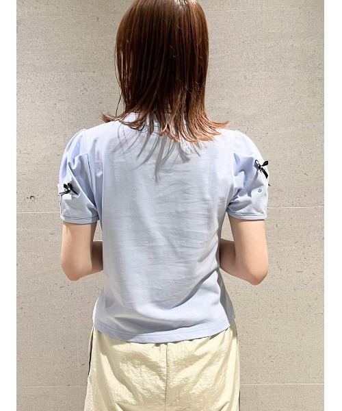 LILY BROWN（リリーブラウン）の「[L.B CANDY STOCK]ビジューリボンＴシャツ（Tシャツ/カットソー・レディース・ホワイト/ライトブルー/ブラック・FREE）」の16枚目の写真