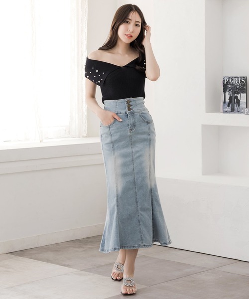 Julia Boutique(ジュリアブティック)の「パール付きデコルテオープンノースリーブニットトップス/24094(ニット/セーター・レディース・イエロー/ホワイト/ブラック・ONE)」の11枚目の写真