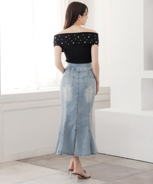 Julia Boutique(ジュリアブティック)の「パール付きデコルテオープンノースリーブニットトップス/24094(ニット/セーター・レディース・イエロー/ホワイト/ブラック・ONE)」の12枚目の写真