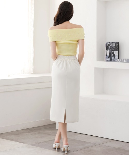 Julia Boutique(ジュリアブティック)の「パール付きデコルテオープンノースリーブニットトップス/24094(ニット/セーター・レディース・イエロー/ホワイト/ブラック・ONE)」の18枚目の写真