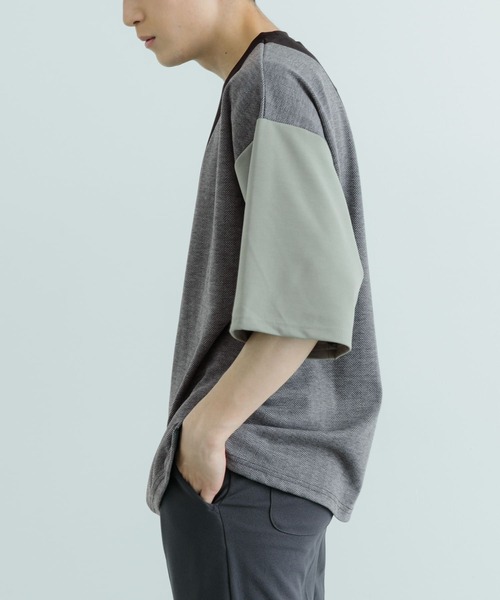 ITEMS URBANRESEARCH(アイテムズ アーバンリサーチ)の「ヘリンボーンドッキング 半袖Tops(Tシャツ/カットソー・メンズ・ブラック/ホワイト/グレー・LARGE/MEDIUM)」の7枚目の写真