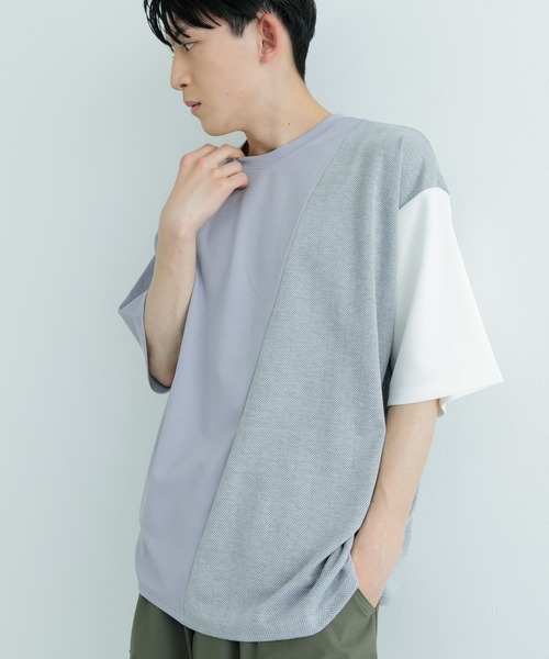 ITEMS URBANRESEARCH(アイテムズ アーバンリサーチ)の「ヘリンボーンドッキング 半袖Tops(Tシャツ/カットソー・メンズ・ブラック/ホワイト/グレー・LARGE/MEDIUM)」の13枚目の写真