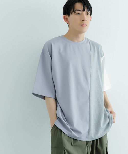 ITEMS URBANRESEARCH(アイテムズ アーバンリサーチ)の「ヘリンボーンドッキング 半袖Tops(Tシャツ/カットソー・メンズ・ブラック/ホワイト/グレー・LARGE/MEDIUM)」の14枚目の写真