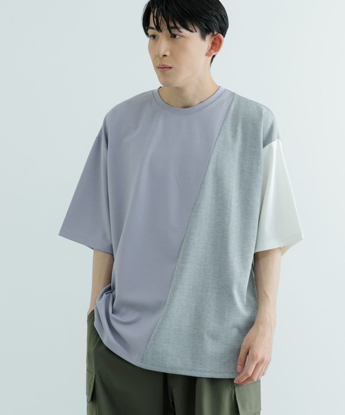ITEMS URBANRESEARCH(アイテムズ アーバンリサーチ)の「ヘリンボーンドッキング 半袖Tops(Tシャツ/カットソー・メンズ・ブラック/ホワイト/グレー・LARGE/MEDIUM)」の15枚目の写真