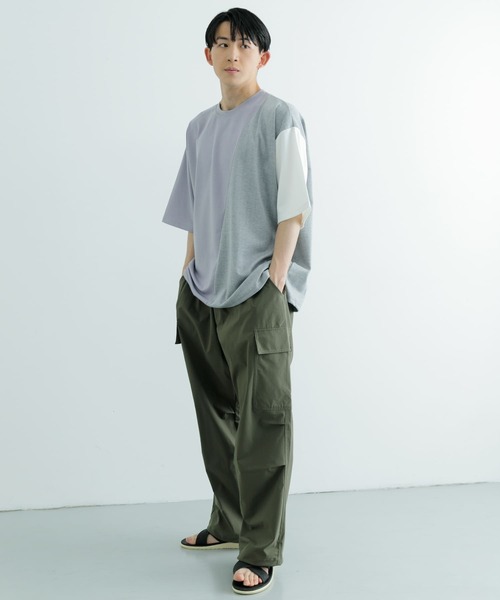 ITEMS URBANRESEARCH(アイテムズ アーバンリサーチ)の「ヘリンボーンドッキング 半袖Tops(Tシャツ/カットソー・メンズ・ブラック/ホワイト/グレー・LARGE/MEDIUM)」の16枚目の写真