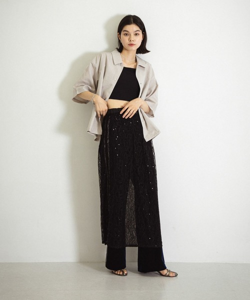 SENSE OF PLACE by URBAN RESEARCH（センスオブプレイスバイアーバンリサーチ）の「『イージーケア/セットアップ対応/ユニセックス』リネンライクボクシーシャツ(5分袖)（シャツ/ブラウス・メンズ・ライトベージュ/チャコールグレー/パープル/ライトブルー・MEDIUM/LARGE）」の15枚目の写真