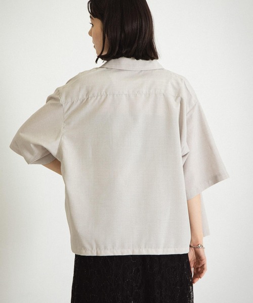 SENSE OF PLACE by URBAN RESEARCH（センスオブプレイスバイアーバンリサーチ）の「『イージーケア/セットアップ対応/ユニセックス』リネンライクボクシーシャツ(5分袖)（シャツ/ブラウス・メンズ・ライトベージュ/チャコールグレー/パープル/ライトブルー・MEDIUM/LARGE）」の12枚目の写真