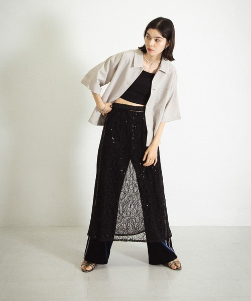 SENSE OF PLACE by URBAN RESEARCH（センスオブプレイスバイアーバンリサーチ）の「『イージーケア/セットアップ対応/ユニセックス』リネンライクボクシーシャツ(5分袖)（シャツ/ブラウス・メンズ・ライトベージュ/チャコールグレー/パープル/ライトブルー・MEDIUM/LARGE）」の11枚目の写真