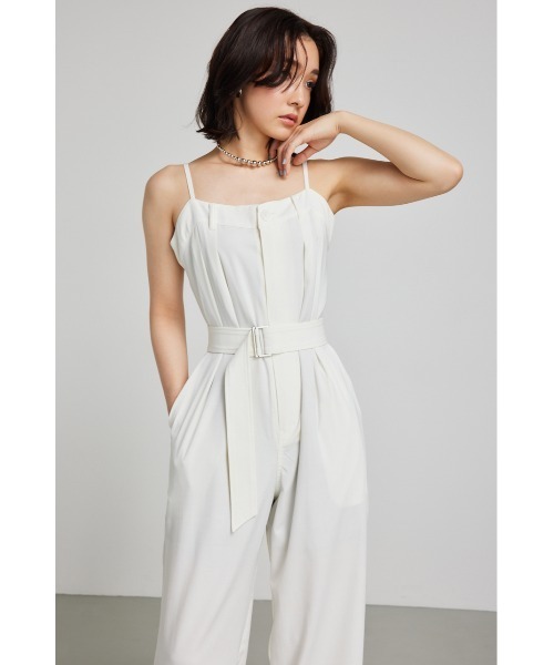 ホワイト サロペット ストレートレッグ セール】タックベアストレートロンパース（サロペット/オーバーオール