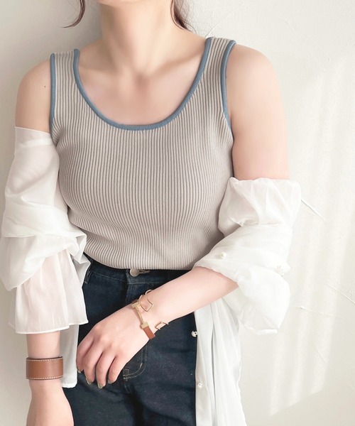 apres jour(アプレジュール)の「配色ニットタンク【ZOZOTOWN限定アイテム】(タンクトップ・レディース・ピンク系その他/グレー系その他/イエロー系その他・X-LARGE/フリー)」の2枚目の写真