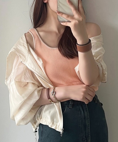 apres jour(アプレジュール)の「配色ニットタンク【ZOZOTOWN限定アイテム】(タンクトップ・レディース・ピンク系その他/グレー系その他/イエロー系その他・X-LARGE/フリー)」の1枚目の写真