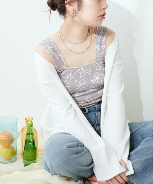 natural couture(ナチュラルクチュール)の「カシュクールリブラッシュガードトップス(ラッシュガード・レディース・モカ/オフホワイト/サックスブルー/ブラック・FREE)」の2枚目の写真