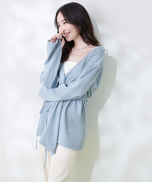 natural couture(ナチュラルクチュール)の「カシュクールリブラッシュガードトップス(ラッシュガード・レディース・モカ/オフホワイト/サックスブルー/ブラック・FREE)」の9枚目の写真