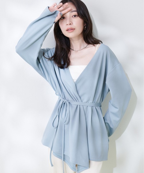 natural couture(ナチュラルクチュール)の「カシュクールリブラッシュガードトップス(ラッシュガード・レディース・モカ/オフホワイト/サックスブルー/ブラック・FREE)」の10枚目の写真