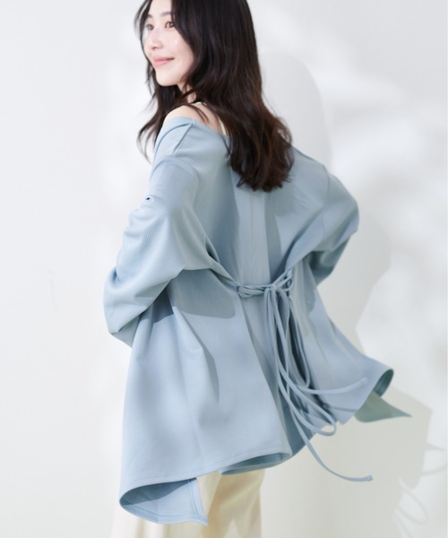 natural couture(ナチュラルクチュール)の「カシュクールリブラッシュガードトップス(ラッシュガード・レディース・モカ/オフホワイト/サックスブルー/ブラック・FREE)」の12枚目の写真