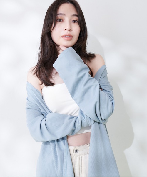 natural couture(ナチュラルクチュール)の「カシュクールリブラッシュガードトップス(ラッシュガード・レディース・モカ/オフホワイト/サックスブルー/ブラック・FREE)」の13枚目の写真
