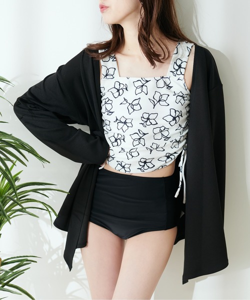 natural couture(ナチュラルクチュール)の「カシュクールリブラッシュガードトップス(ラッシュガード・レディース・モカ/オフホワイト/サックスブルー/ブラック・FREE)」の21枚目の写真