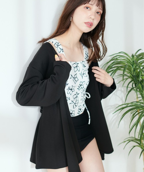 natural couture(ナチュラルクチュール)の「カシュクールリブラッシュガードトップス(ラッシュガード・レディース・モカ/オフホワイト/サックスブルー/ブラック・FREE)」の22枚目の写真