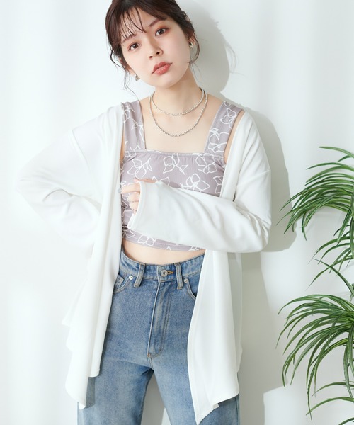 natural couture(ナチュラルクチュール)の「カシュクールリブラッシュガードトップス(ラッシュガード・レディース・モカ/オフホワイト/サックスブルー/ブラック・FREE)」の6枚目の写真